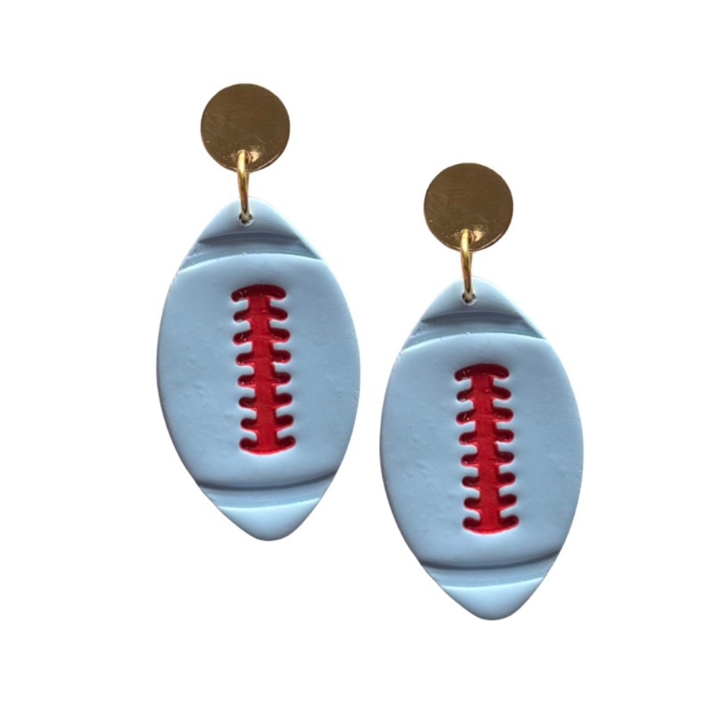 Sweet Tree Football Stud Two-Tone, handcrafted polymer clay earrings