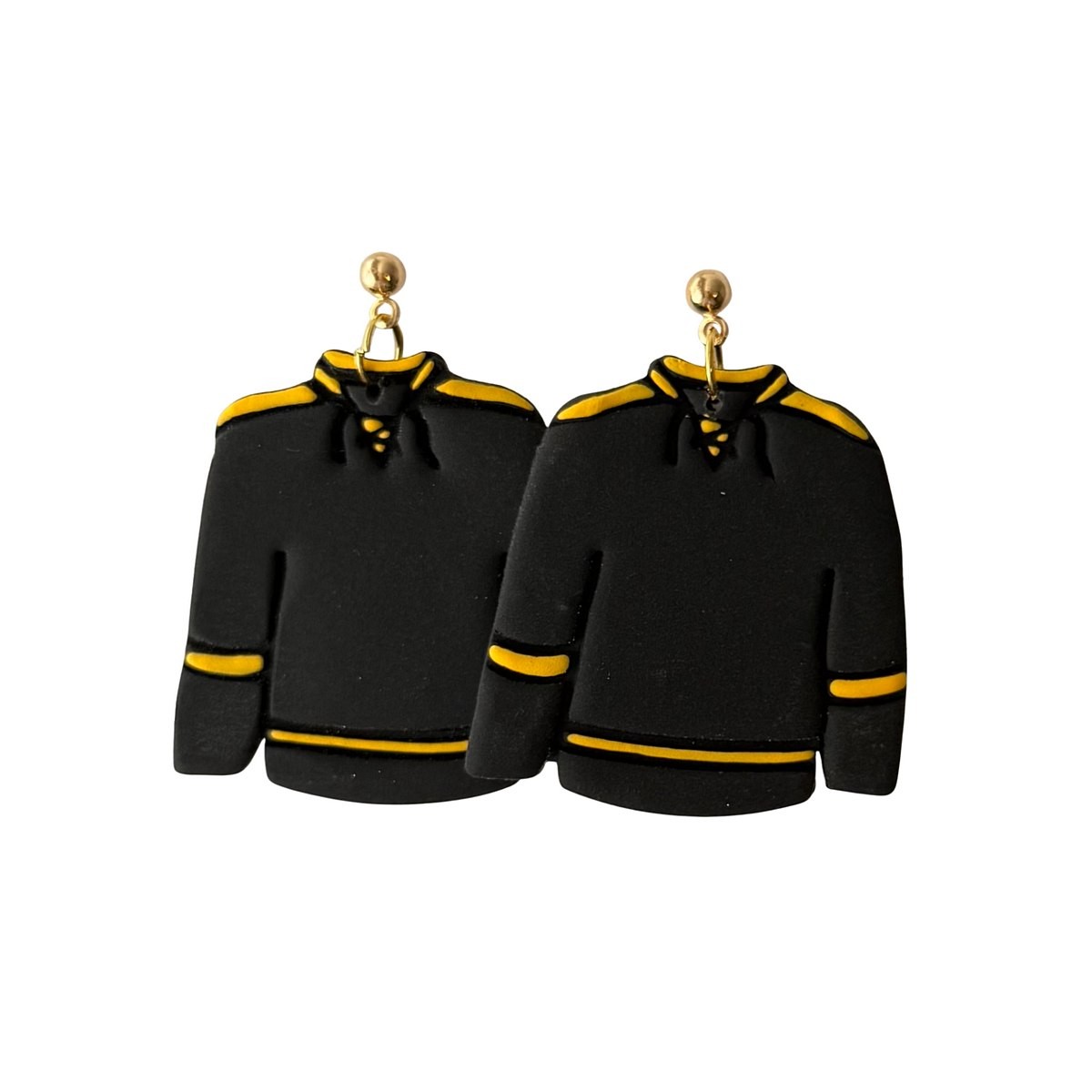 Sweet Tree Hockey Jersey, handcrafted polymer clay earrings