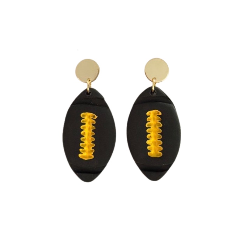 Sweet Tree Football Stud Two-Tone, handcrafted polymer clay earrings