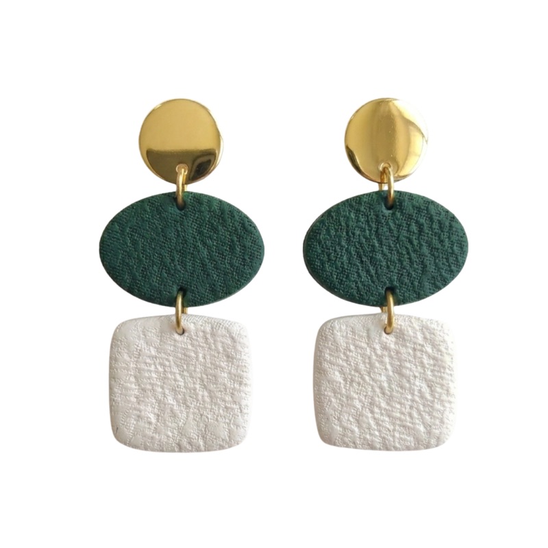 Sweet Tree Green & White game day earrings