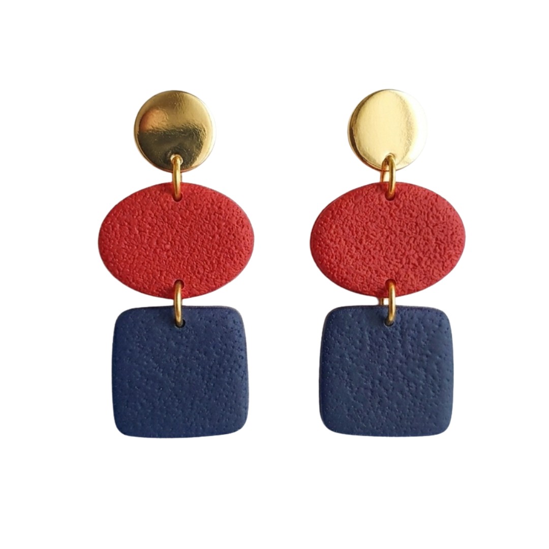 Sweet Tree Navy & Red game day earrings