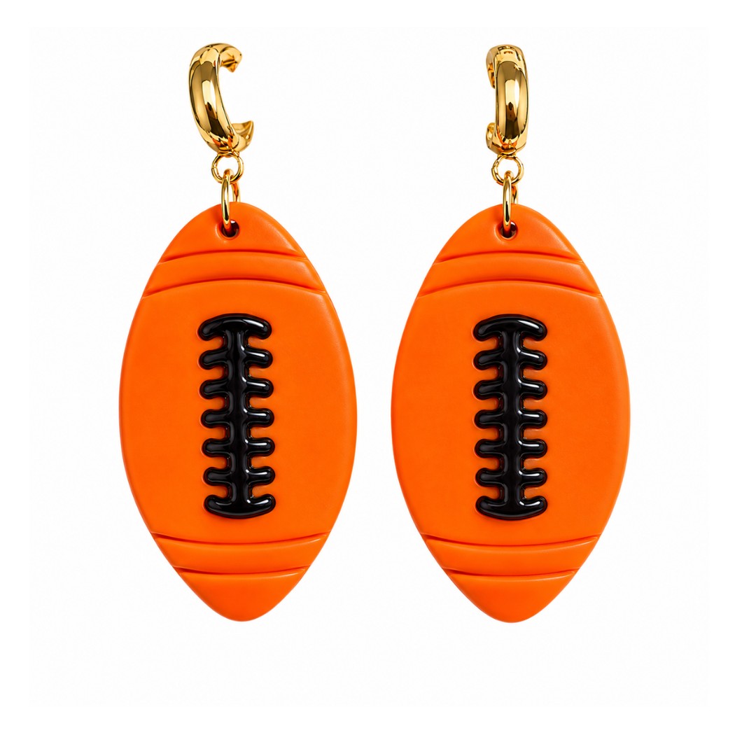 Sweet Tree Football Huggies, handcrafted polymer clay earrings