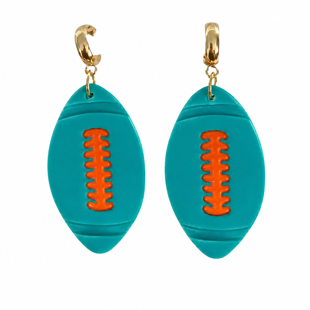 Sweet Tree Football Huggies, handcrafted polymer clay earrings