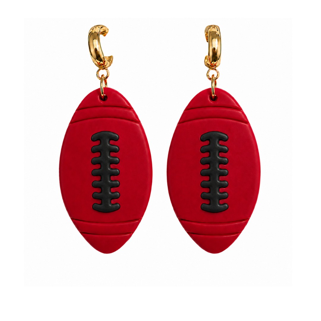 Sweet Tree Football Huggies, handcrafted polymer clay earrings