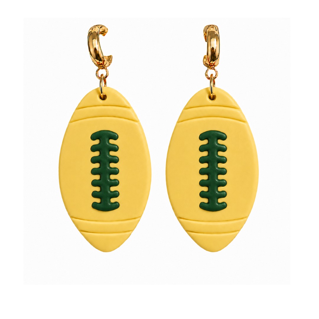Sweet Tree Football Huggies, handcrafted polymer clay earrings