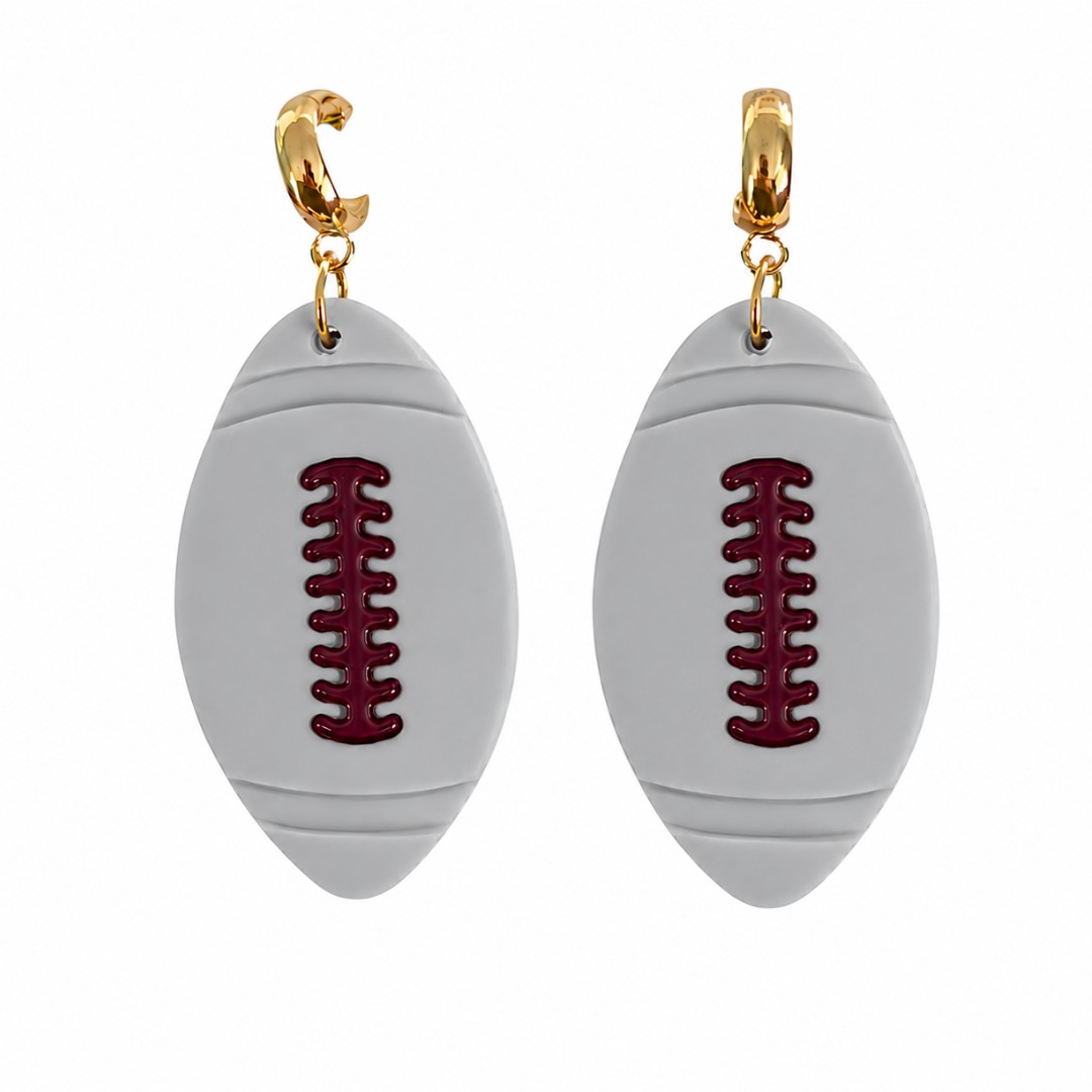 Sweet Tree Football Huggies, handcrafted polymer clay earrings