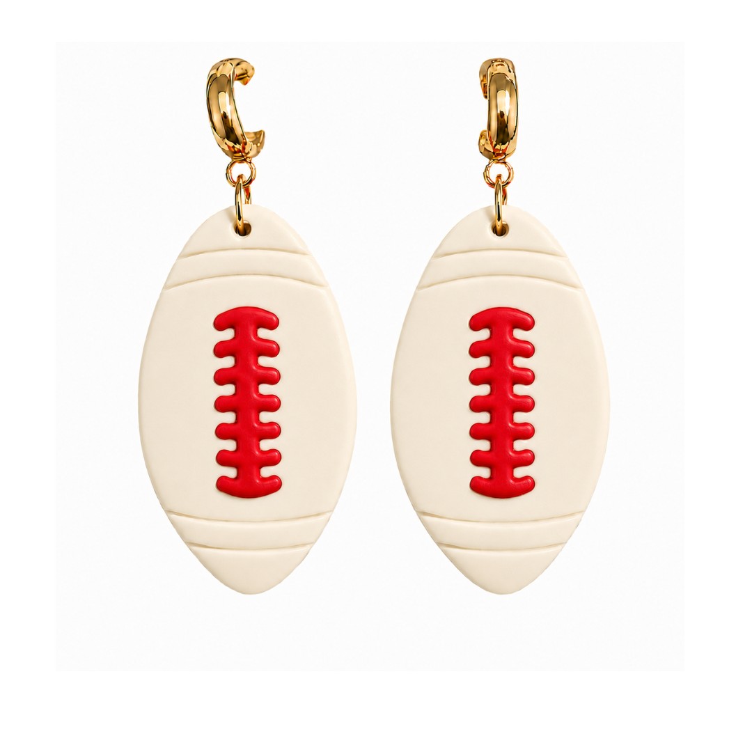 Sweet Tree Football Huggies, handcrafted polymer clay earrings