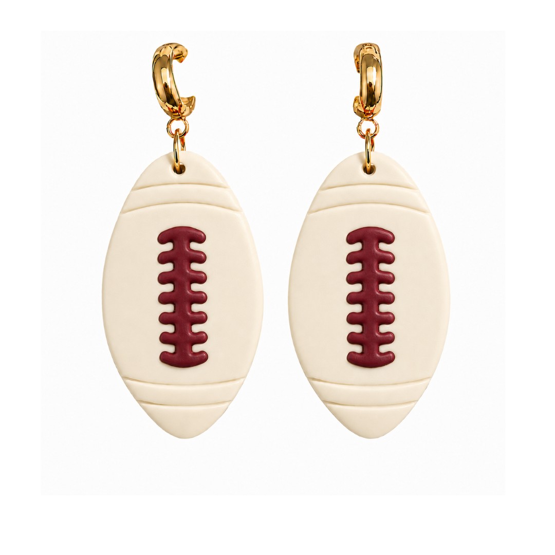 Sweet Tree Football Huggies, handcrafted polymer clay earrings