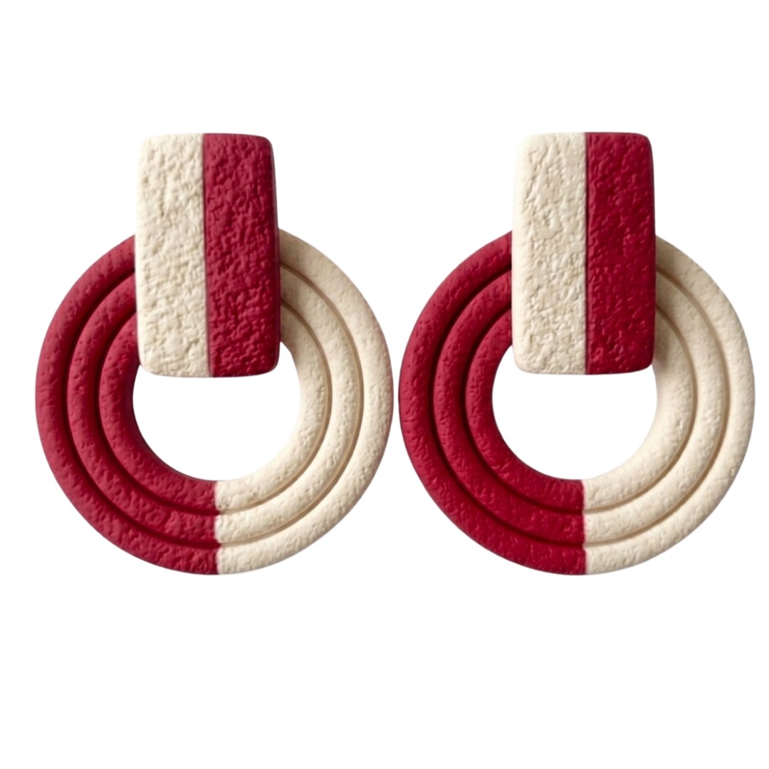 Sweet Tree Crimson & Cream game day earrings