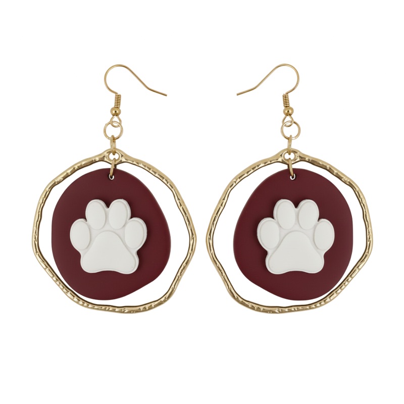 Sweet Tree Paw Print Earring Set, handcrafted polymer clay earrings