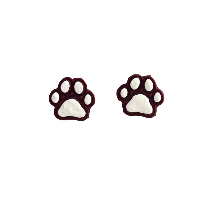 Sweet Tree Paw Print Studs, handcrafted polymer clay earrings